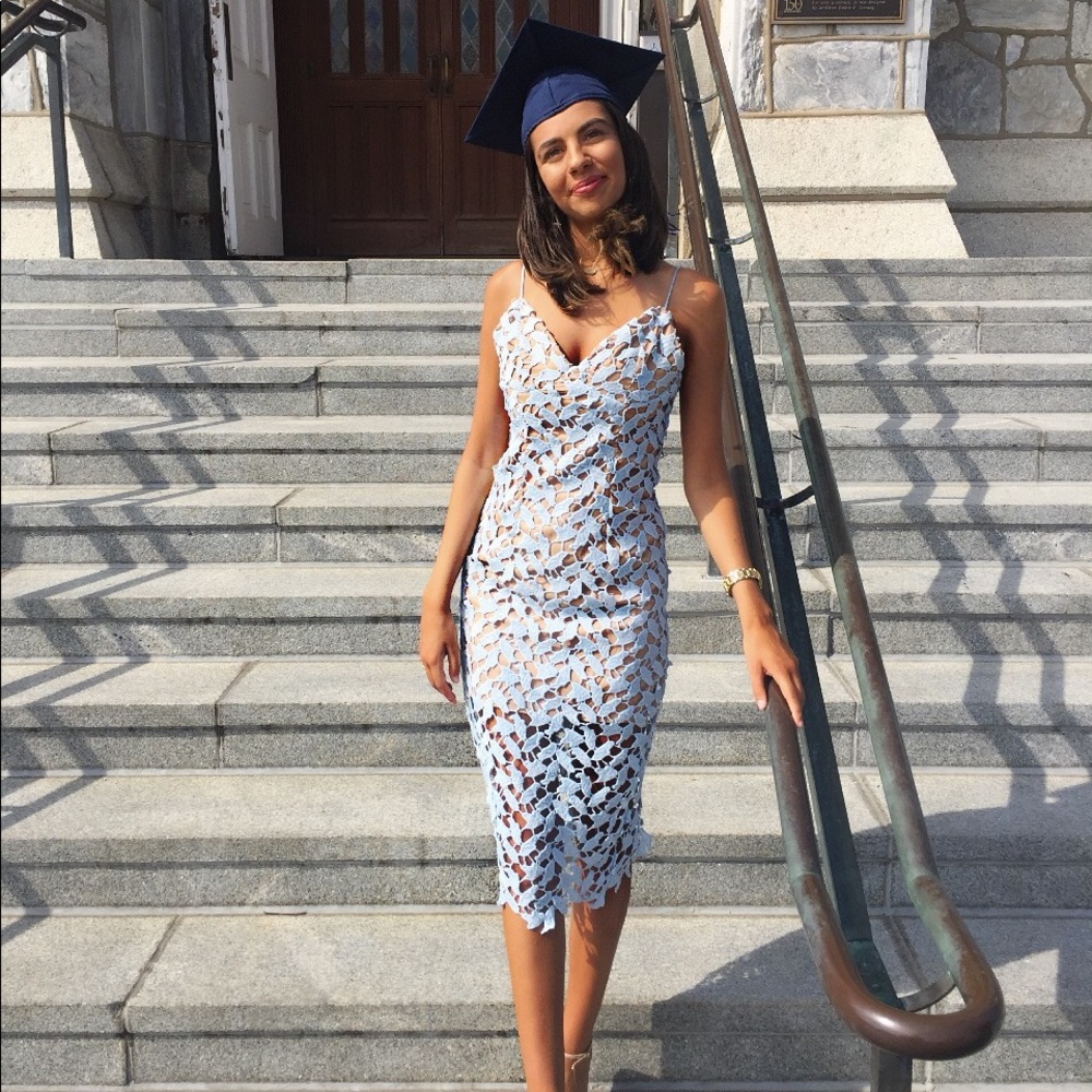 Blue Lace Mid Length Dress